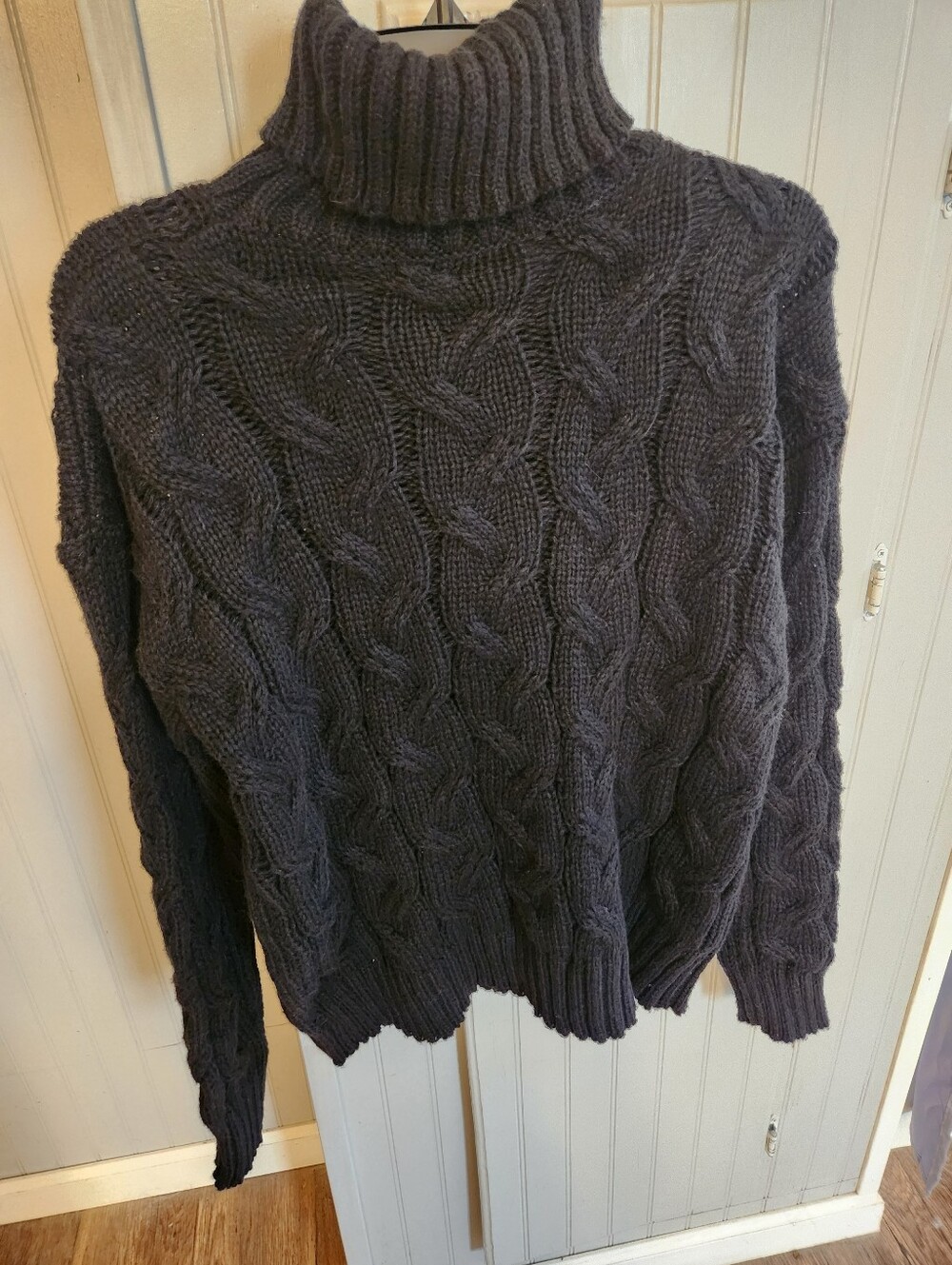 Women's Supersoft Cable Knit Turtleneck Sweater - Black